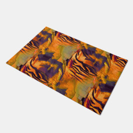 ステンド抽象芸術モザイクスケッチ、素朴な燃焼金ゴールド ドアマット