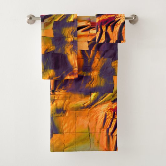 ステンド抽象芸術モザイクスケッチ、素朴な燃焼金ゴールド バスタオルセット (インサイチュ)