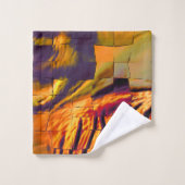 ステンド抽象芸術モザイクスケッチ、素朴な燃焼金ゴールド バスタオルセット (ウォッシュタオル)