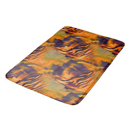 ステンド抽象芸術モザイクスケッチ、素朴な燃焼金ゴールド バスマット