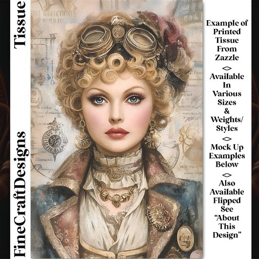ステンパンクの女性コラージュ DM1R デコパージュ 薄葉紙