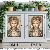 ステンパンクの女性コラージュ DM1R デコパージュ 薄葉紙