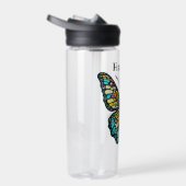 ステンパーソナライズされたカラフルドグラスバタフライ ウォーターボトル (右面)