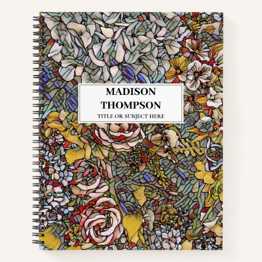 ステンパーソナライズされたドグラスフローラジャーナル ノートブック (正面)