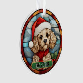 ステンパーソナライズされたドグラスプードル オーナメント (正面)