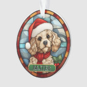 ステンパーソナライズされたドグラスプードル オーナメント (正面)