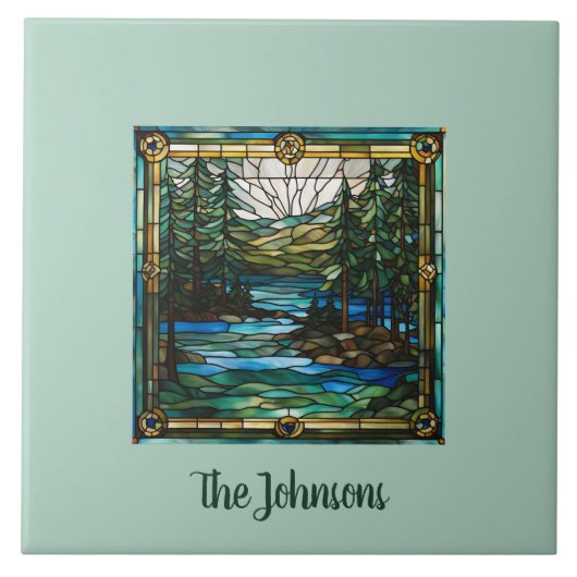 ステンパーソナライズされたフェイクドグラスカヌー景観 タイル (正面)