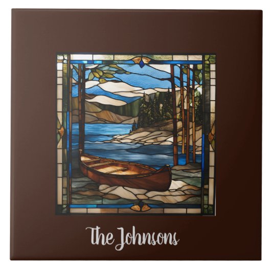 ステンパーソナライズされたフェイクドグラスカヌー景観 タイル (正面)