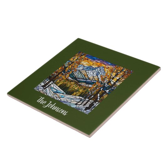 ステンパーソナライズされたフェイクドグラス山の風景 タイル (側面)