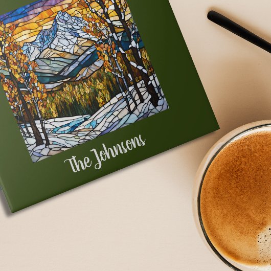 ステンパーソナライズされたフェイクドグラス山の風景 タイル