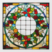 ステンフェイクドグラスのクリスマスリース大 ウィンドウサイン (シート)