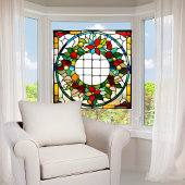 ステンフェイクドグラスのクリスマスリース大 ウィンドウサイン