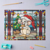 ステンフェイクドグラスのクリスマス食べマウスのクッキー 薄葉紙 (クラフト)