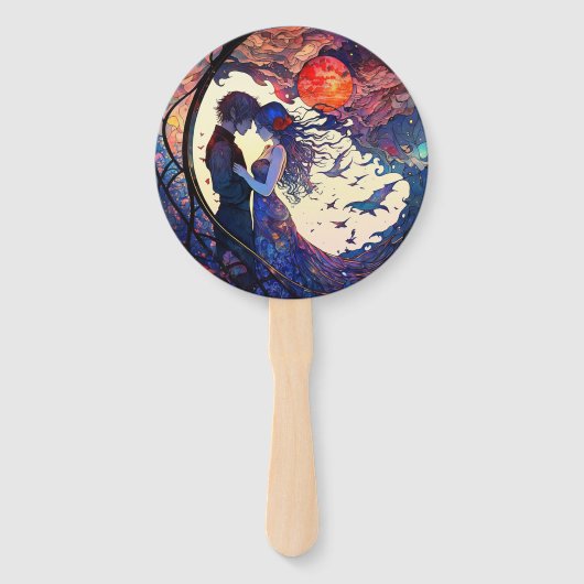 ステンフェイクドグラスのファンをカップルでセット ハンドファン (裏面)