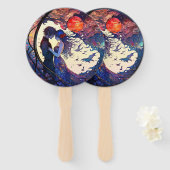 ステンフェイクドグラスのファンをカップルでセット ハンドファン (正面&裏面)