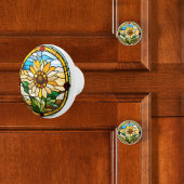 ステンフェイクドグラスひまわり セラミックノブ