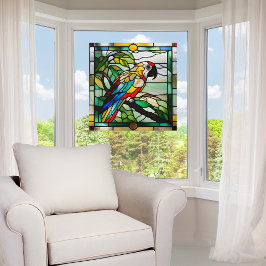 ステンフェイクドグラスオウム ウィンドウサイン