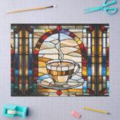 ステンフェイクドグラスコーヒカップ及びデコ用受け皿 薄葉紙 (クラフト)