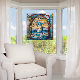 ステンフェイクドグラスジャンピングイルカ ウィンドウサイン