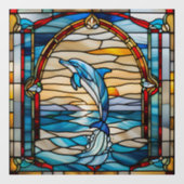 ステンフェイクドグラスジャンピングイルカ ウィンドウサイン (シート)