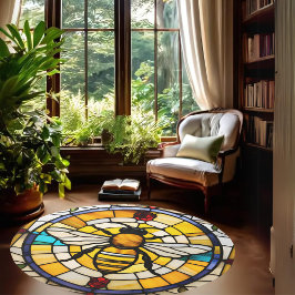 ステンフェイクドグラスハニービー5'ラウンドラグ