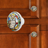 ステンフェイクドグラスフクロウ セラミックノブ