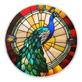 ステンフェイクドグラス孔雀 セラミックノブ (正面)