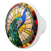 ステンフェイクドグラス孔雀 セラミックノブ (右)