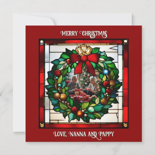 ステンフェイクドグラス座りサンタ カード (裏面)