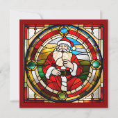 ステンフェイクドグラス座りサンタ カード (正面)