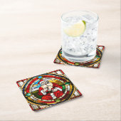 ステンフェイクドグラス座りサンタ スクエアペーパーコースター (インサイチュ)