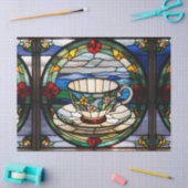 ステンフェイクドグラス茶カップ及びデカップ用受け皿 薄葉紙 (クラフト)