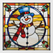 ステンフェイクドグラス雪だるま（大） ウィンドウサイン (シート)