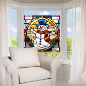 ステンフェイクドグラス雪だるま（大） ウィンドウサイン