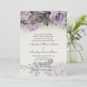 ステンレスシルバー パープルローズ ウェディング インビテーション (スタンド正面)