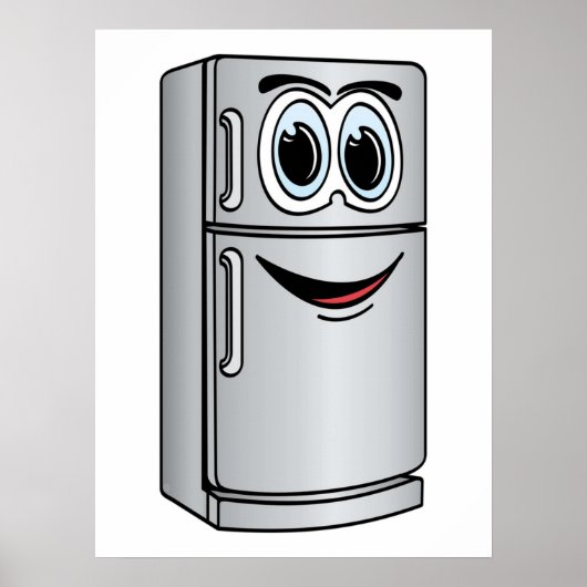 ステンレススチール冷蔵庫の漫画 ポスター (正面)