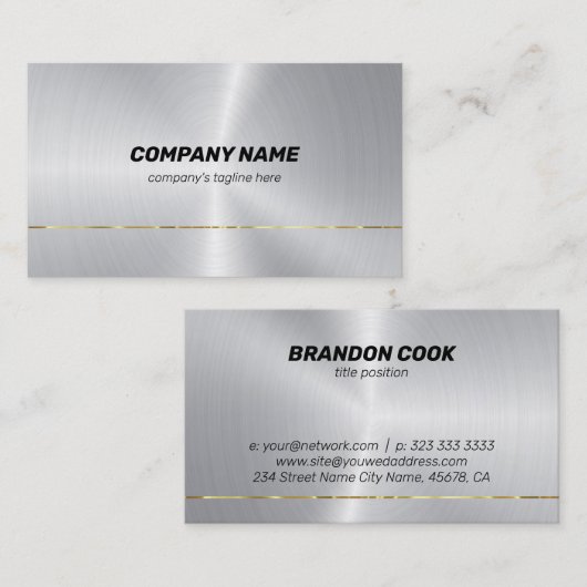 ステンレスフェイク鋼金ゴールドアクセント 名刺 (正面/裏面)