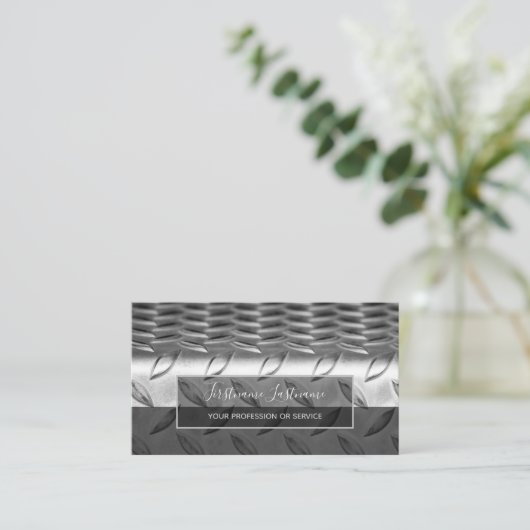 ステンレス抽象芸術ダイヤモンド金属プレート表面 名刺 (スタンド正面)