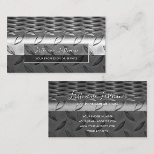 ステンレス抽象芸術ダイヤモンド金属プレート表面 名刺 (正面/裏面)