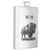 ステンレス製フラスコの上にモノグラームのバイソンバッファロー フラスク (右)