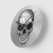 ステンレス鋼の効果の金属水晶スカル ラウンド壁時計 (傾斜)