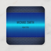 ステンレス鋼の青い外観 スクエア名刺 (正面)
