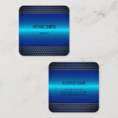 ステンレス鋼の青い外観 スクエア名刺 (正面/裏面)