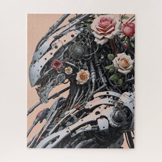 ステンレス鋼エイリアンロボット及びバラ ジグソーパズル (縦)