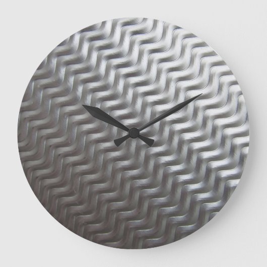 ステンレス鋼テクスチャ加工の工業用金属板 ラージ壁時計 (正面)