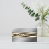 ステンレス鋼フェイク質組織金ゴールド業 名刺 (スタンド正面)