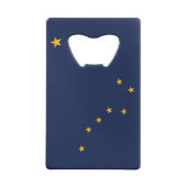 ステンレス鋼ボトルオープナーとアラスカ州旗 クレジットカード栓抜き (裏面)