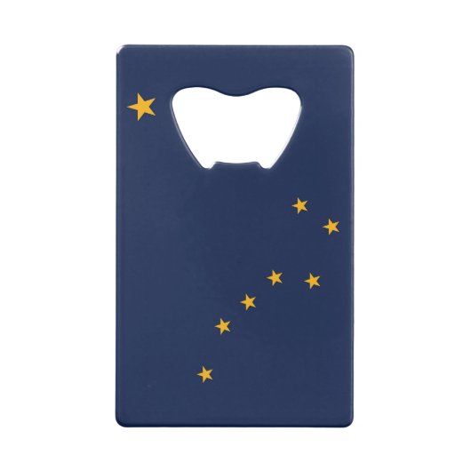 ステンレス鋼ボトルオープナーとアラスカ州旗 クレジットカード栓抜き (裏面)