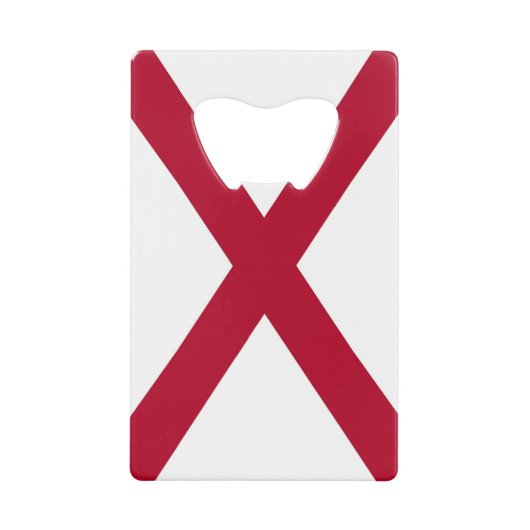 ステンレス鋼ボトルオープナーとアラバマ州旗 クレジットカード栓抜き (正面)