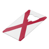 ステンレス鋼ボトルオープナーとアラバマ州旗 クレジットカード栓抜き (正面アングル)